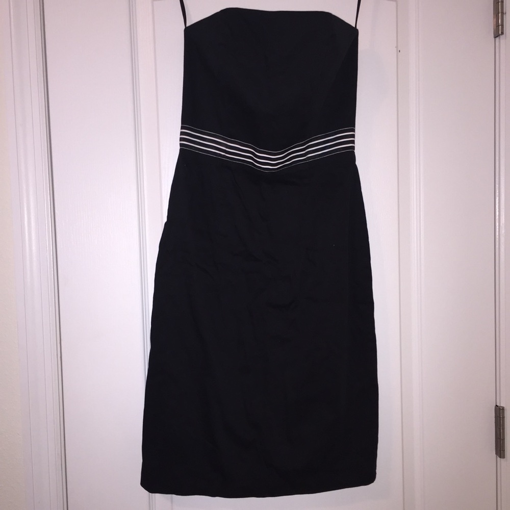 Little Black Dress Strapless with Stripe Trim